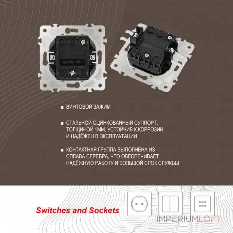 Кнопка дверного звонка, 10A 250V 202.36-1.white от ImperiumLoft