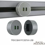 Трековая розетка, 2.1A 250V 380011TS/USBx2 Grey от ImperiumLoft