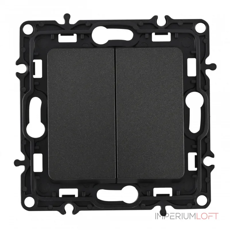 Выключатель двухклавишный проходной (на 2 направления), 10AX 250V 217.32-2.black от ImperiumLoft