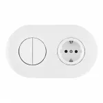 Выключатель круглый двухклавишный с розеткой, заземлением, шторками Arte Milano SET08-2-40-1-30-2 white от ImperiumLoft