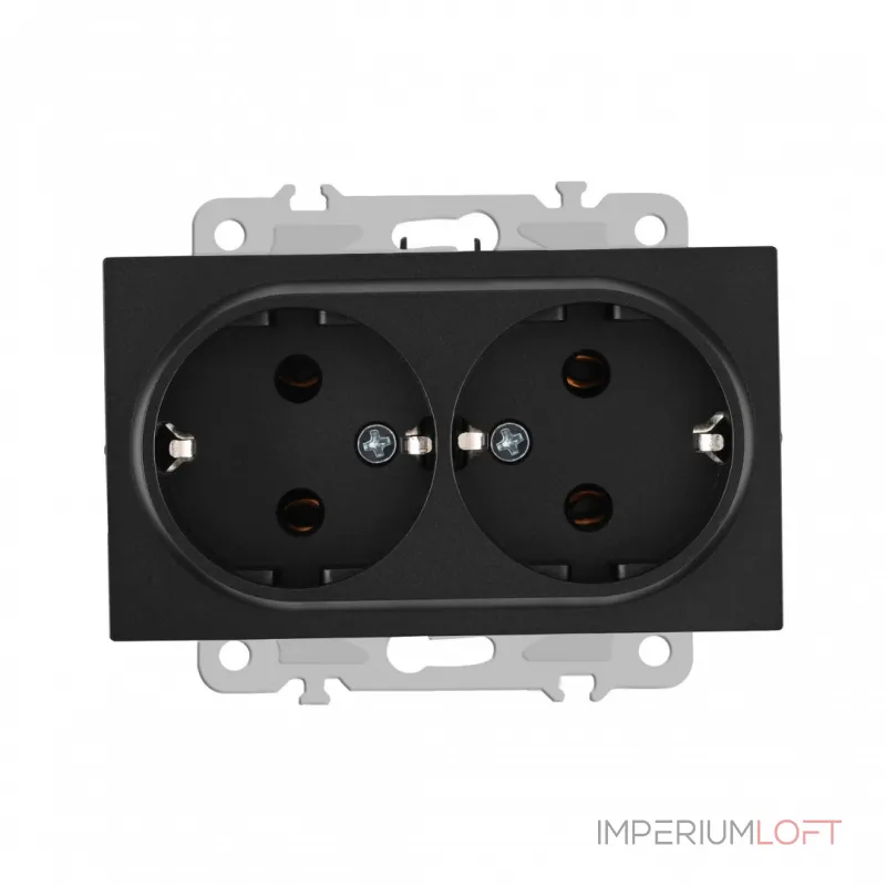 Розетка двойная с заземлением, 16A 250V 206.40-2.black Розетка двойная с заземлением, 16A 250V 206.40-2.black