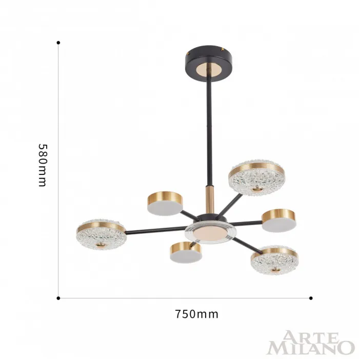 Люстра светодиодная Arte Milano Ferrara-72069 272069/6 BK/GD от ImperiumLoft