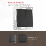 Выключатель двухклавишный проходной (на 2 направления), 10AX 250V 206.32-2.black от ImperiumLoft