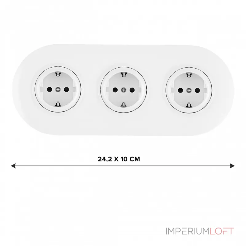 Круглая розетка тройная (трехпостовая) с заземлением и шторками Arte Milano SET08-3-40-1x3 white от ImperiumLoft