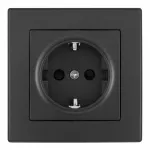Комплект розетки с заземлением, шторками, рамкой однопостовой Arte Milano SET06-1-40-1 black