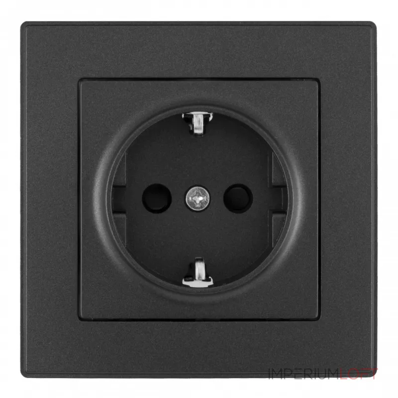 Комплект розетки с заземлением, шторками, рамкой однопостовой Arte Milano SET06-1-40-1 black