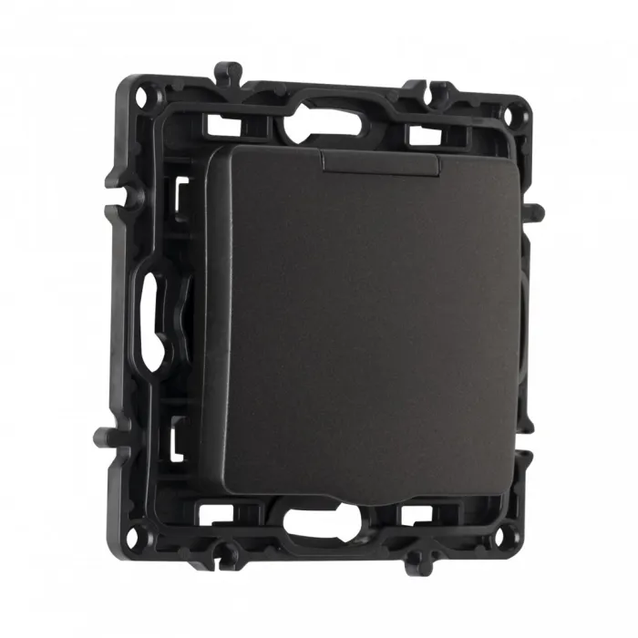 Розетка с заземлением, шторками и защитной крышкой, 16A 250V 217.41-1.black от ImperiumLoft