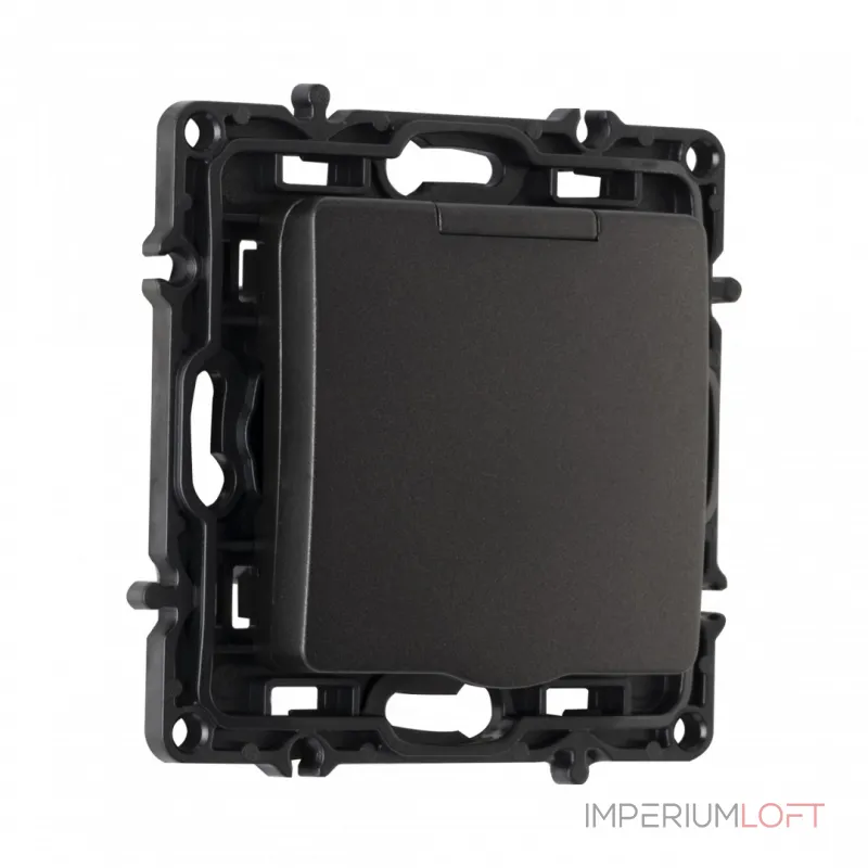 Розетка с заземлением, шторками и защитной крышкой, 16A 250V 217.41-1.black