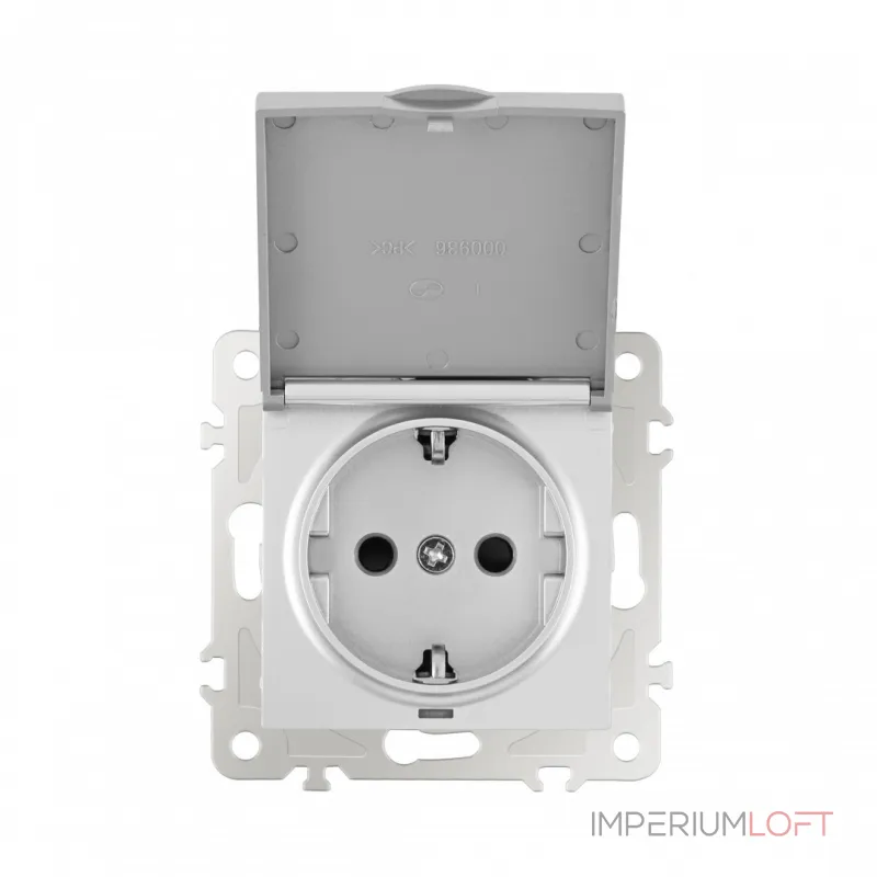 Розетка с заземлением, шторками и защитной крышкой, 16A 250V 206.41-1.silver от ImperiumLoft