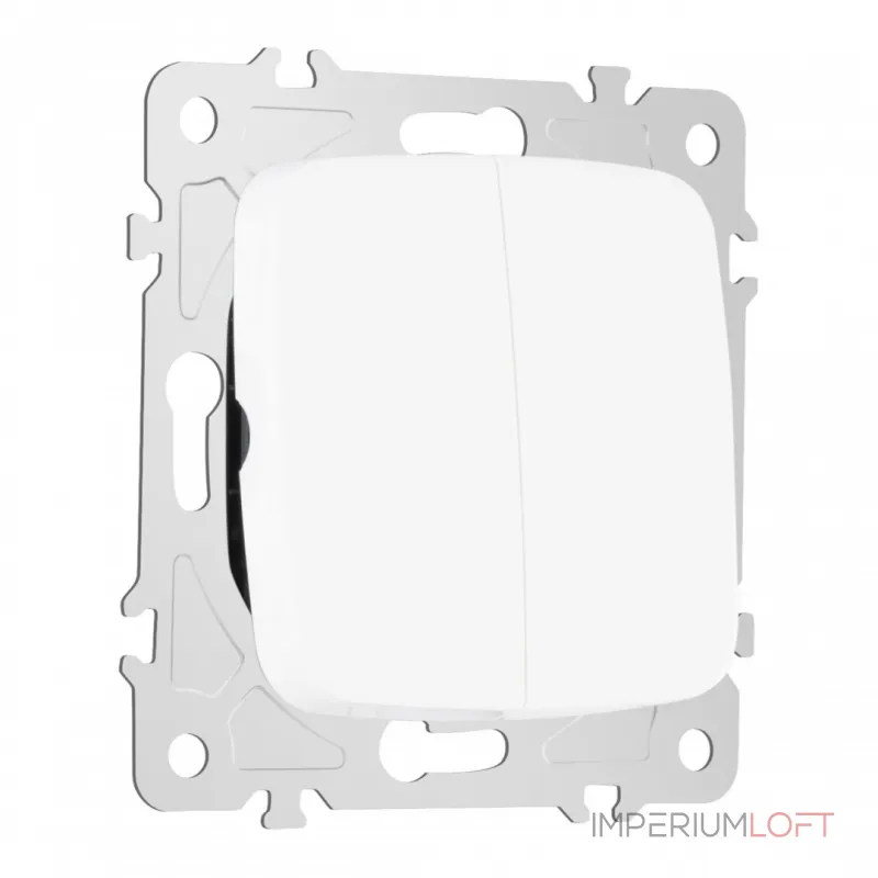 Выключатель двухклавишный проходной (на 2 направления), 10AX 250V 205.32-2.white от ImperiumLoft