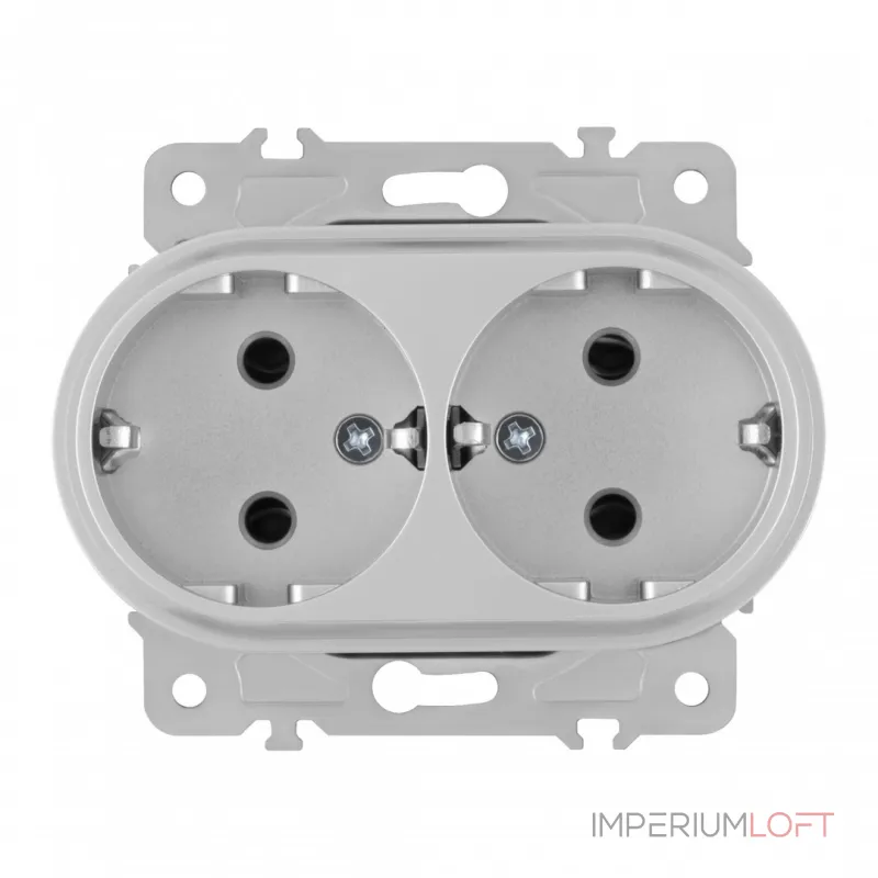 Розетка двойная с заземлением, 16A 250V 202.40-2.silver от ImperiumLoft Розетка двойная с заземлением, 16A 250V 202.40-2.silver от ImperiumLoft