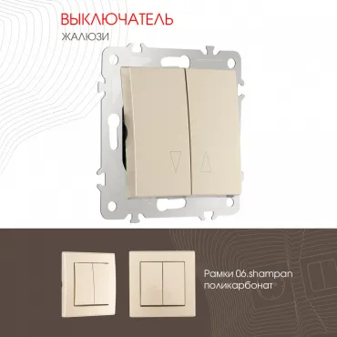Выключатель жалюзи, 10A 250V 206.38-2.shampan Выключатель жалюзи, 10A 250V 206.38-2.shampan