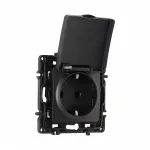 Розетка с заземлением, шторками и защитной крышкой, 16A 250V 217.41-1.black от ImperiumLoft