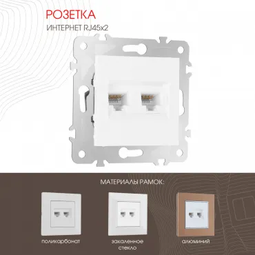 Розетка интернет RJ45 х 2 203.45-2.white