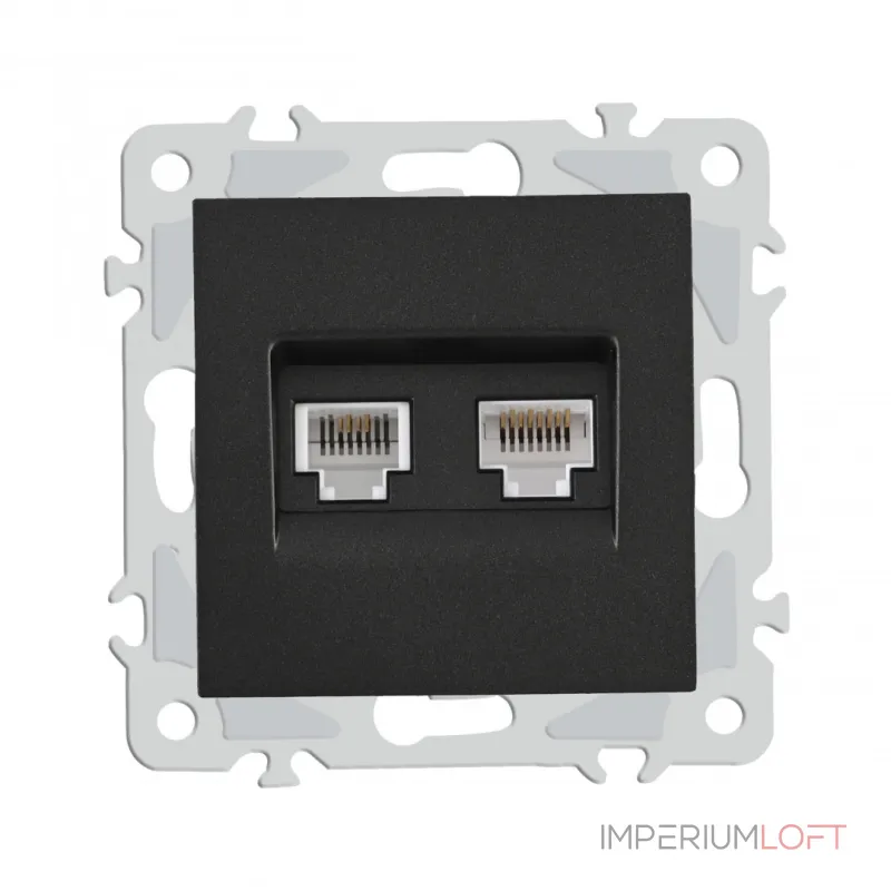 Розетка телефонная RJ11 + компьютерная RJ45 206.44-1.black