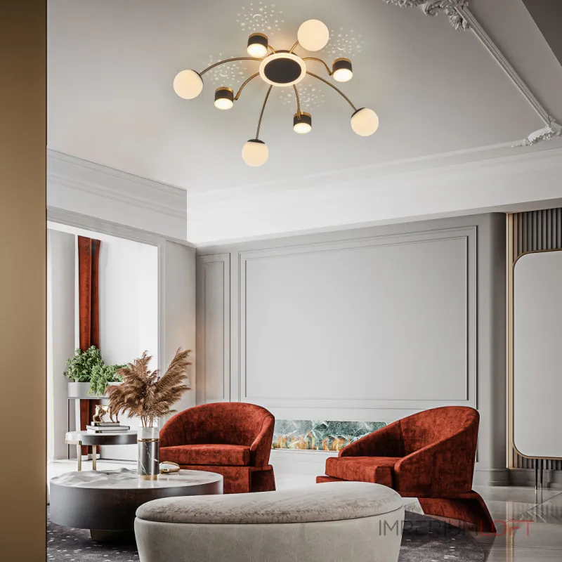 Потолочная люстра Arte Milano Ferrara-71040 271040/8 BK/GD Потолочная люстра Arte Milano Ferrara-71040 271040/8 BK/GD