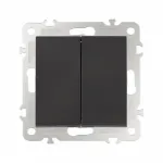 Выключатель двухклавишный проходной (на 2 направления), 10AX 250V 206.32-2.black от ImperiumLoft