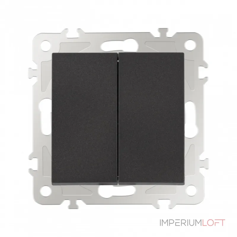 Выключатель двухклавишный проходной (на 2 направления), 10AX 250V 206.32-2.black от ImperiumLoft