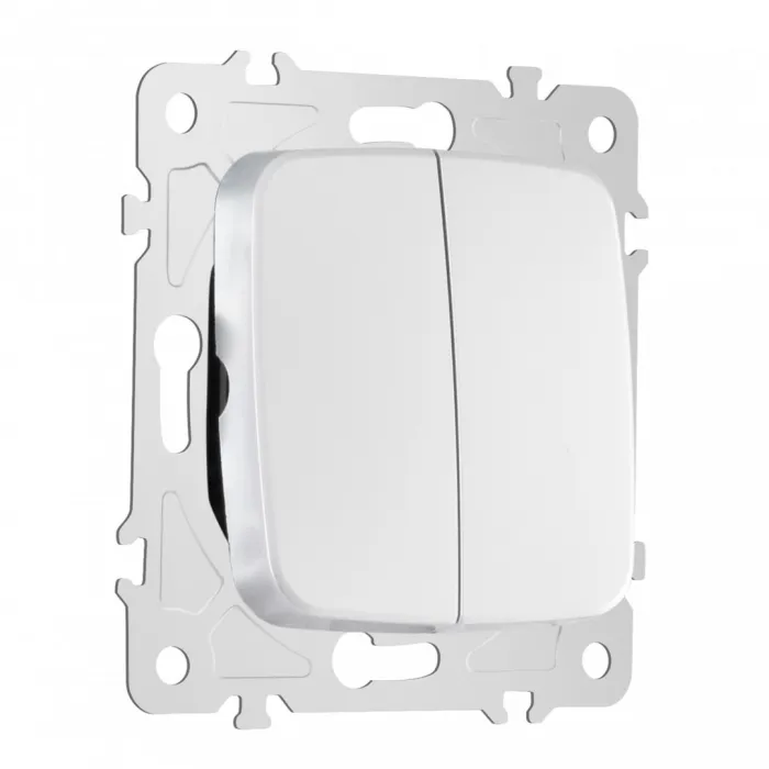 Выключатель двухклавишный, 10AX 250V 205.30-2.silver от ImperiumLoft