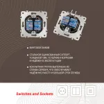 Розетка телефонная RJ11 + интернет RJ45 203.44-1.shampan