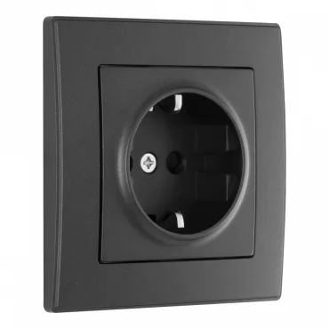 Комплект розетки с заземлением, шторками, рамкой однопостовой Arte Milano SET06-1-40-1 black