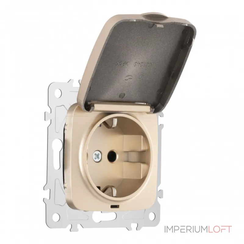 Розетка с заземлением, шторками и защитной крышкой, 16A 250V 205.41-1.shampan от ImperiumLoft Розетка с заземлением, шторками и защитной крышкой, 16A 250V 205.41-1.shampan от ImperiumLoft