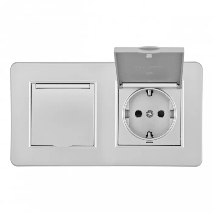 Розетка двойная (двухпостовая) с заземлением Arte Milano SET16-2-41-1x2 silver от ImperiumLoft