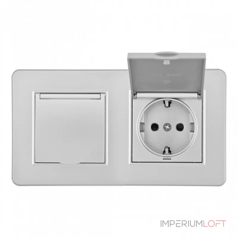 Розетка двойная (двухпостовая) с заземлением Arte Milano SET16-2-41-1x2 silver