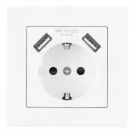 Комплект розетки с заземлением, шторками, рамкой однопостовой + 2 USB Arte Milano SET06-1-47-1 white