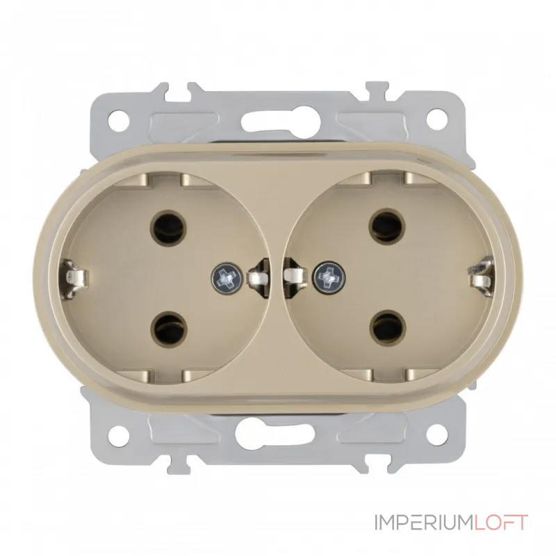Розетка двойная с заземлением, 16A 250V 202.40-2.shampan