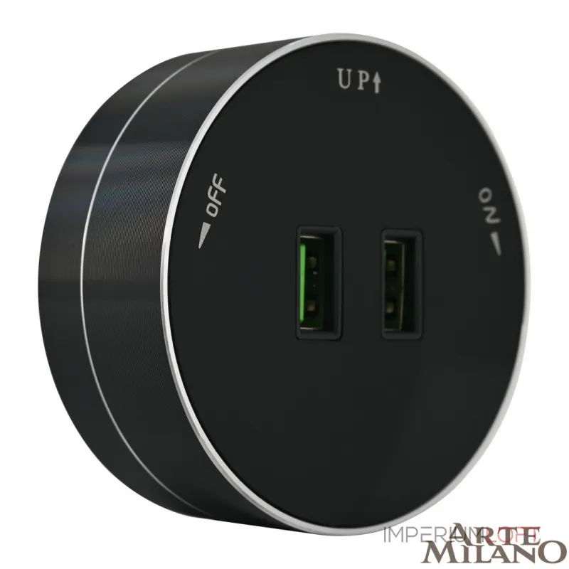 Трековая розетка, 2.1A 250V 380011TS/USBx2 Black от ImperiumLoft