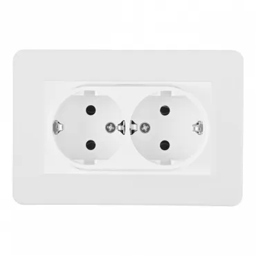 Розетка двойная с заземлением и шторками Arte Milano SET16-double-40-2 white
