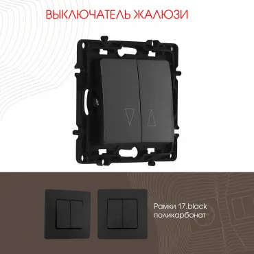 Выключатель жалюзи, 10A 250V 217.38-2.black Выключатель жалюзи, 10A 250V 217.38-2.black