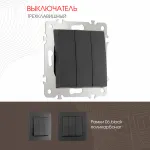 Выключатель трёхклавишный, 10AX 250V 206.30-3.black от ImperiumLoft