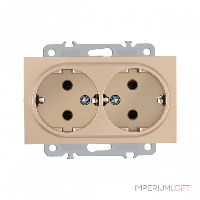 Розетка двойная с заземлением, 16A 250V 206.40-2.shampan