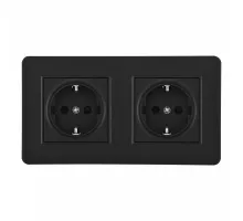 Розетка двойная (двухпостовая) с заземлением и шторками Arte Milano SET16-2-40-1x2 black