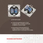 Розетка телефонная RJ11 + компьютерная RJ45 205.44-1.shampan