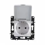 Розетка с заземлением, шторками и защитной крышкой, 16A 250V 217.41-1.silver