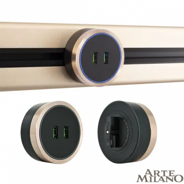 Трековая розетка, 2.1A 250V 380066TS LED/USBx2 Gold Трековая розетка, 2.1A 250V 380066TS LED/USBx2 Gold