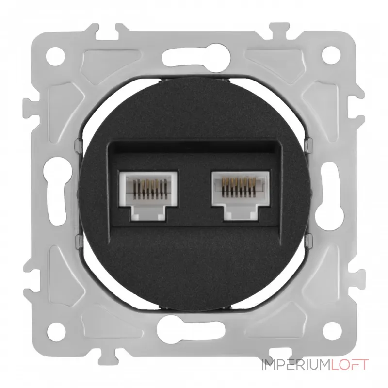 Розетка телефонная RJ11 + интернет RJ45 202.44-1.black