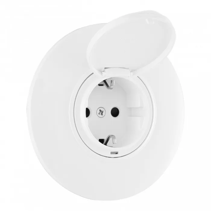 Розетка круглая с заземлением и шторками Arte Milano SET08-1-41-1 white от ImperiumLoft