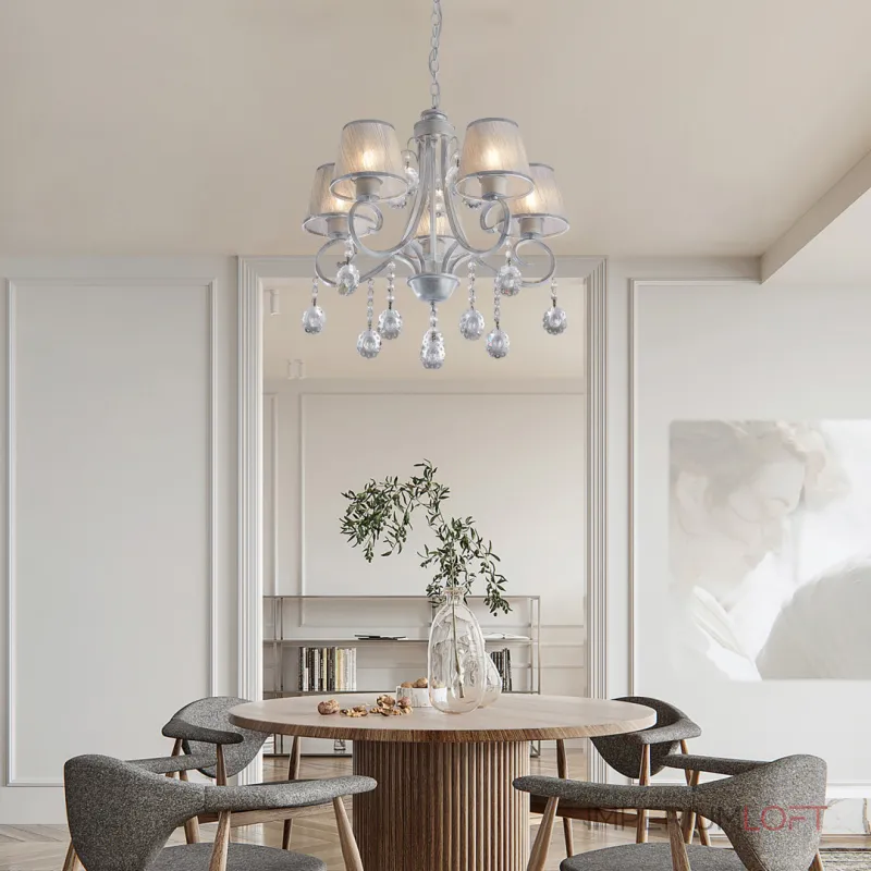 Подвесная люстра Arte Milano Amalfi-7146 337146/5 WT+SL Подвесная люстра Arte Milano Amalfi-7146 337146/5 WT+SL