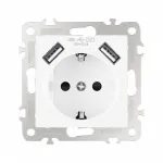 Розетка с заземлением, шторками + 2 USB, 16A 250V, USB DC 5V 2.1A 206.47-1.white