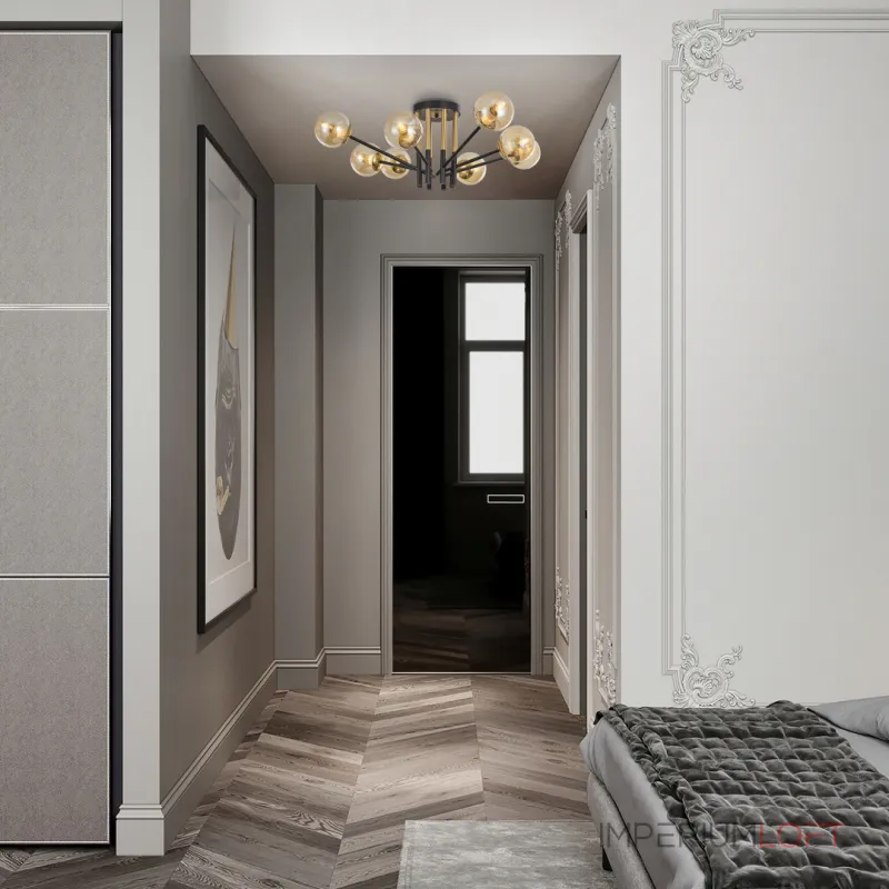 Потолочная люстра Arte Milano Neapolis-73708 273708/8 BK/GD Потолочная люстра Arte Milano Neapolis-73708 273708/8 BK/GD