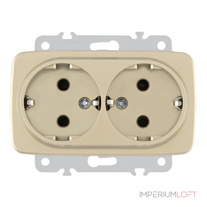 Розетка двойная с заземлением, 16A 250V 205.40-2.shampan