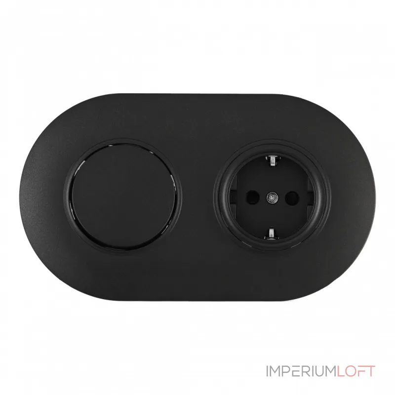 Выключатель круглый одноклавишный с розеткой, заземлением, шторками Arte Milano SET08-2-40-1-30-1 black от ImperiumLoft Выключатель круглый одноклавишный с розеткой, заземлением, шторками Arte Milano SET08-2-40-1-30-1 black от ImperiumLoft