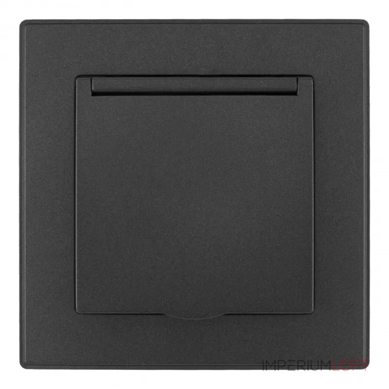 Комплект розетки с заземлением и шторками Arte Milano SET06-1-41-1 black