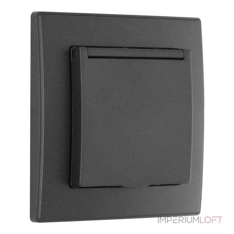 Комплект розетки с заземлением и шторками Arte Milano SET06-1-41-1 black