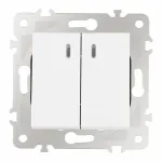 Выключатель двухклавишный с подсветкой, 10AX 250V 203.31-2.white
