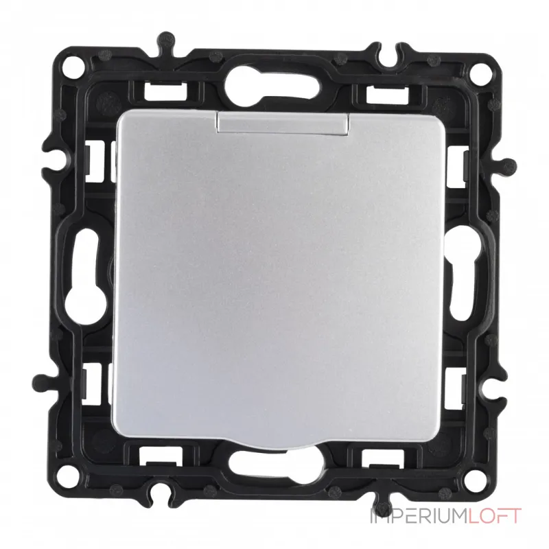 Розетка с заземлением, шторками и защитной крышкой, 16A 250V 217.41-1.silver